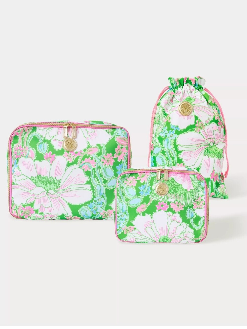 Lilly Pulitzer 3 Piece Packing Cube Set Putting Green Poppyland NEW